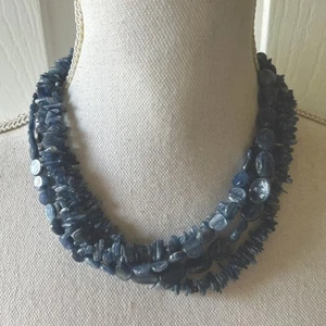 Blue Kyanite Crystal Chip  Four strand 18" Necklace - Picture 1 of 7