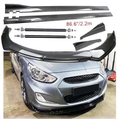 Carbon Fiber Front Bumper Lip Spoiler Splitters Body Kit For Hyundai Accent S - Image 1 of 4