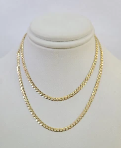 Real 18kt Cuban Curb Chain Necklace 2.5 mm 20 Inch Yellow Gold Men Women SOLID - Picture 1 of 8