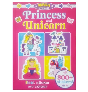 UNICORN PRINCESS KIDS CHILDRENS COLOURING ACTIVITY STICKER BOOK + 300 STICKERS - Picture 1 of 4