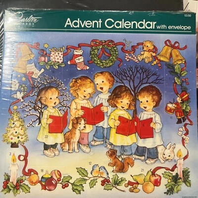 NEW UNOPENED VINTAGE Carlton Cards Advent Calendar w/ Envelope ADORABLE Carolers - Image 1 of 4