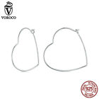 VOROCO 925 Sterling Silver Heart Minimalist Ear Hoop Earrings Jewelry Women Gift