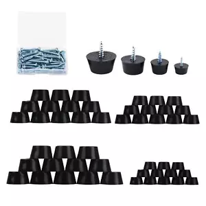 48PCS 4 Size Anti Scratch Screw-on Round Black Rubber Feet Bumpers Pads W/Mat... - Picture 1 of 7