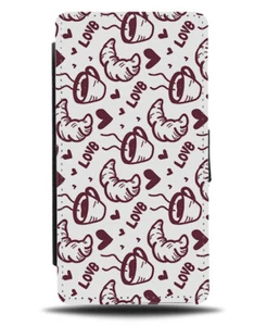Kaffee und Croissants Flip Geldbörse Etui Croissant Brötchen Loveheart K781 - Bild 1 von 3