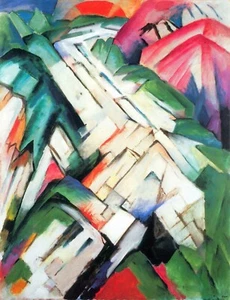 Mountains - landscape by Franz Marc Giclee Fine Art Print Repro on Canvas - Picture 1 of 1