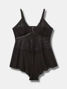 Torrid Sexy Black Ruffle Teddy Bodysuit Romper Lingerie Plus Size 2X, 18/20 - Picture 1 of 8