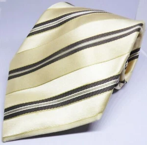 NWOT Men's Donald J Trump Signature Gold Brown Striped All Silk Tie - Picture 1 of 3