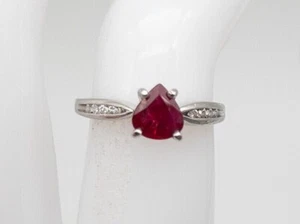 Trillion Cut Simulated Ruby Women's Stunning Wedding Ring 14K White Gold Plated - Picture 1 of 6