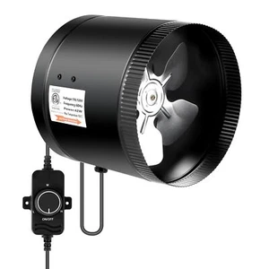 8Inch Inline Booster Duct Fan 430 CFM & Speed Controller for Basements Grow Tent - Picture 1 of 7