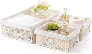 Modern Homes Macrame Storage Baskets with Removable Cloth Liner Boho Handmade - Picture 1 of 6