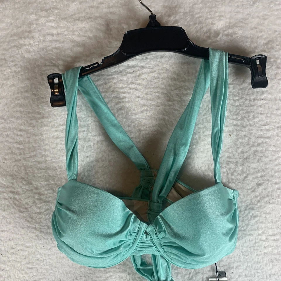 Top de bikini Aqua Swim acanalado con aros para mujer pequeño Aqua poliéster elástico S9808 Foto 1 de 4