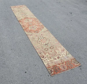 2x11.6 Vintage Handmade Wool Runner Rug,Oriental Turkish Tribal Runner Farmhouse - Bild 1 von 9