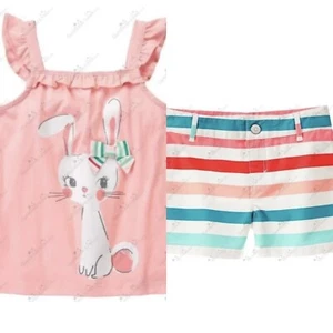 NWT Gymboree sz 5 Ice Cream Parlor Bunny Tank Pink Striped Shorts Set NWT - Picture 1 of 5