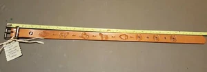 17.5" Handmade Leather Belt, Infant, Western Cow Cowboy Hat Horse Arrow 1" wide - Picture 1 of 5