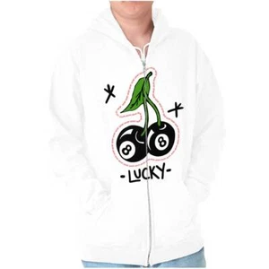 Cool Urban Streetwear Lucky 8 Ball Cherries Sweatshirt Zip Up Hoodie Men Women - Picture 1 of 7