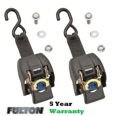 PAIR OF 2 TRANSOM RETRACTABLE RATHET TIE DOWN 2"X43" 833 lb 2500 lb BREAK ZINC - Image 1 of 2