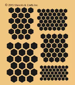STENCIL A NIDO D'APE 5 TAGLIE FORME MODELLO VERNICE ARTIGIANALE ALVEARE ESAGONALE NUOVO 8""x10" - Foto 1 di 1