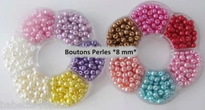 LOT de 6 BOUTONS PERLE BOULE NACRÉ ** 8 mm ** SCRAPBOOKING COUTURE POUPÉE - B02 - Picture 1 of 14