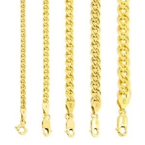 10K Yellow Gold 3mm-7mm Double Cuban Curb Link Chain Pendant Necklace 16"- 26" - Picture 1 of 72