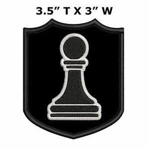 Black Pawn Chess Piece Patch Embroidered Iron-on Classic Strategy Game Match - Picture 1 of 21