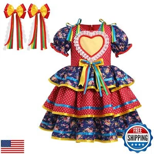 IBTOM CASTLE Festa Junina Dress for Girls: Toddler Vintage Floral Polka Dots - Picture 1 of 5