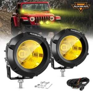 AUXBEAM Yellow Led Work Lights Pods Off-Road Driving Fog For Kenworth Peterbilt - Foto 1 di 12