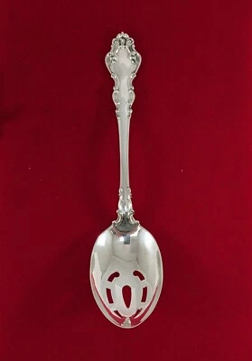 Cuchara perforada de plata de ley de 8 1/2" barroca española-caña y cartón Foto 1 de 3