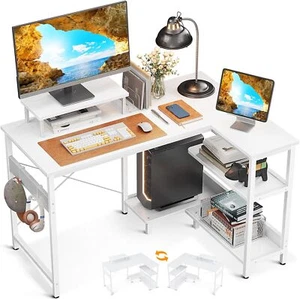 ODK L Shaped Computer Desk with Reversible Storage Shelves, L-Shaped Corner Desk - Picture 1 of 6