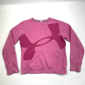 Under Armour Pink Big Logo Sport Sweatshirt Pullover Youth Size M Athletic - Picture 1 of 18