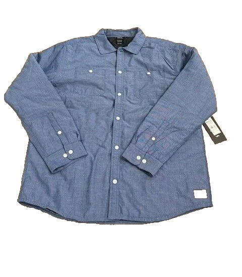 RVCA Chainmail Quilted Blue Button Up Shirt Jacket Mens Small With Tags