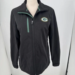 NFL Team Apparel Green Bay Packers WOMENS Black Full Zip Soft Shell Jacket M - Picture 1 of 24