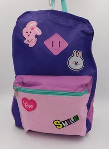new kids backpack with rabbits and hearts 16"L X 12" WIDE ONE-OF- A -KIND SCHOOL - Picture 1 of 2