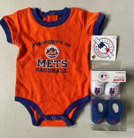 MLB New York Mets Jumper & Bootie Socks 0-3 Months Newborn Infant NEW Cover