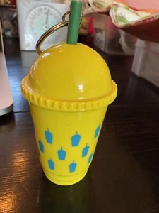 Starbucks Key Chain Yellow & Blue Drink Cup FRAPPUCCINO 4" tall - Picture 1 of 3