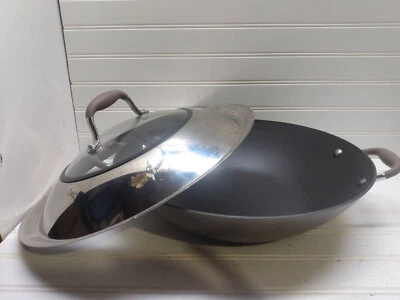 Sartén Wok Anolon Advanced Anodizada Antiadherente Aluminio 14" Tapa Sartén 7 qt Foto 1 de 4