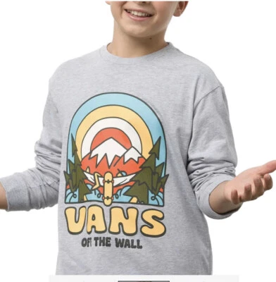 NEW VANS Youth Boys BY MOUNTAIN SK8 Gray Long Sleeve Shirt Top Skater T MEDIUM M - Image 1 of 4