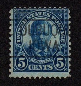 USA, SCOTT # 637, PRECANCEL DUBUQUE, IOWA - THEODORE ROOSEVELT 1927 - Bild 1 von 1
