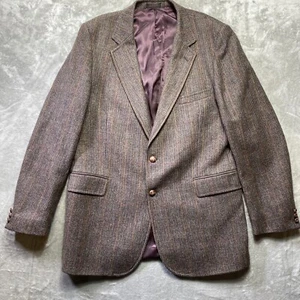 Vintage English Manor Herren Tweed Sport Mantel Blazer Zwei Knopf Braun Wolle Gr. 42 L - Bild 1 von 11
