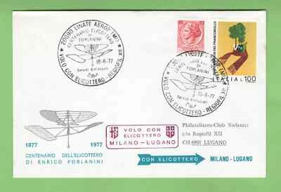 Italy Milan Lugano Centenary Helicopter flight Enrico Forlanini 1877 - 1977 FFC - Image 1 of 3