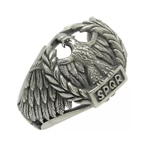 Adler Sterlingsilber Herrenring Römisches Reich SPQR Handarbeit - Bild 1 von 12