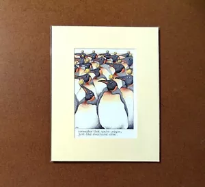 Simon Drew You're Unique penquin art funny print birthday gift mounted English - Picture 1 of 4