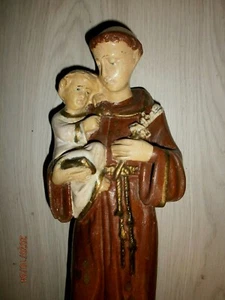 ANCIENNE STATUE RELIGIEUSE:Saint ANTOINE ET JESUS/PLATRE POLYCHROME/H.44,5cm/N°6 - Picture 1 of 10