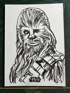 Chewbacca 1/1 Sketchkarte Star Wars 2025 Neil Kamera - Bild 1 von 2