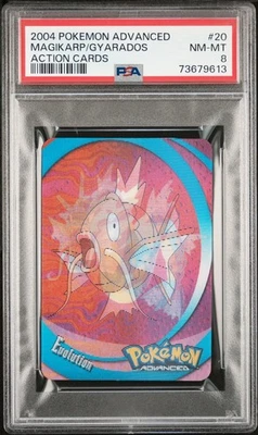 Gyarados / Magikarp - 2004 Pokemon Advanced Action Cards Lenticular 3D - PSA 8 - Image 1 of 2