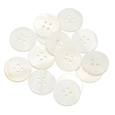 14件装天然贝壳纽扣,4孔20毫米圆形珍珠母纽扣,白色 — 第 1/4 张图片