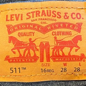 Levi’s 511 Youth 16 Regular 28 x 28 Denim Jeans Cotton Poly Blend - Picture 1 of 7