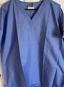 ๐ฅBrand New XL & LG Scrub Zone Landau Blue Unisex Nurse Doctor Scrubs Shirts - Picture 1 of 12
