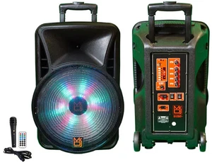 MR DJ DJ12BAT+ I 12" Portable Trolley PA DJ Active Powered Bluetooth TWS Speaker - Picture 1 of 4