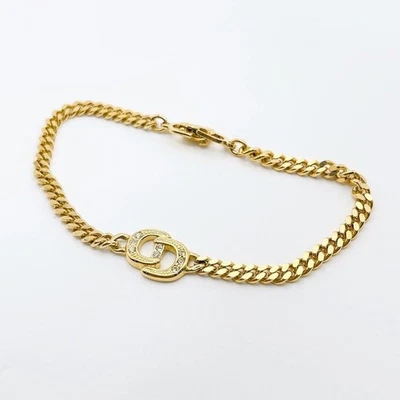 Pulsera Christian Dior Estrás Cadena Kihei CD Logo Tono Dorado De Japón Foto 1 de 4