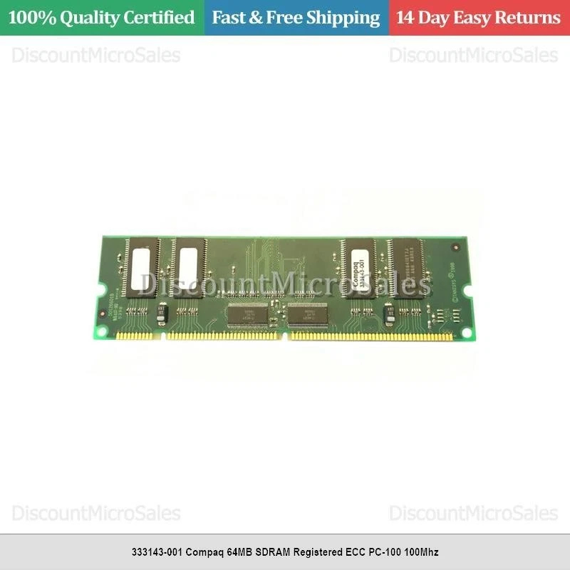 333143-001 Compaq 64MB SDRAM Registered ECC PC-100 100Mhz - Image 1 of 1
